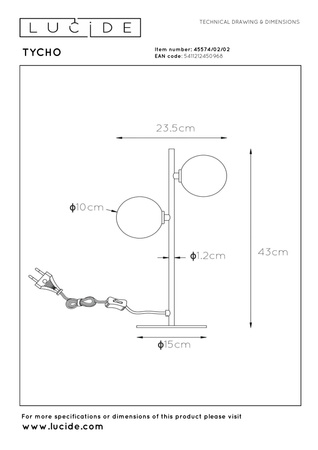 Lucide lampa stołowa Tycho 2xG9 28W satynowe złoto 45574/02/02