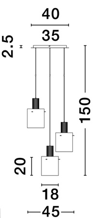 Luces Exclusivas lampa wisząca LED Oran Ø 45 cm E27 3x12W IP20 czarna LE44244
