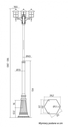 Su-ma latarnia Wenecja 3xE27 czarna/patyna IP43 OGMWN 3 KW