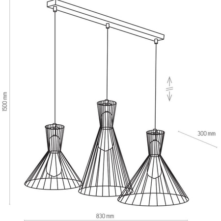 TK Lighting lampa wisząca Sahara 3xE27 czarno/złota 3352