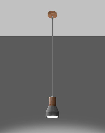 Sollux lampa wisząca Qubic E27 szaro/drewniana SL.0964