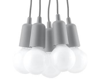 Sollux lampa wisząca Diego 5 5xE27 szara SL.0577
