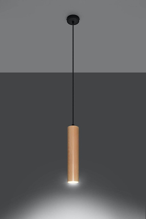 Sollux lampa wisząca Lino 1 GU10 czarno/drewniana SL.0636