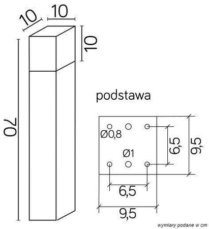 Su-ma lampa stojąca zewnętrzna Cube Max E27 popielata 70cm IP44 CB-MAX 700 DG