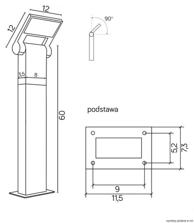 Su-ma lampa stojąca zewnętrzna LED Neo 9,5W 600lm 4000K popielata 60cm IP54 11702-600 DG