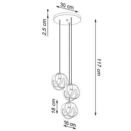 Sollux lampa wisząca Tulos 3P 3xE27 czarna SL.1088