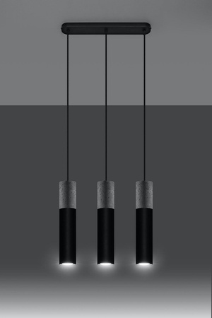 Sollux lampa wisząca Borgio 3 GU10 czarno/betonowa SL.0652
