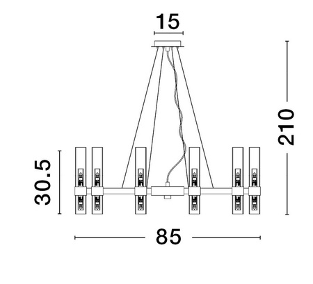 Luces Exclusivas lampa wisząca LED Acuna Ø 85 cm G9 20x5W IP20 czarna LE43346