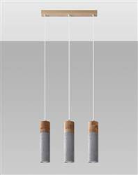 Sollux lampa wisząca Zane 3 3xGU10 szaro/drewniana SL.0967