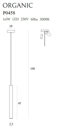 Maxlight lampa wisząca LED Organic I 1W 60lm 3000K miedziana P0458