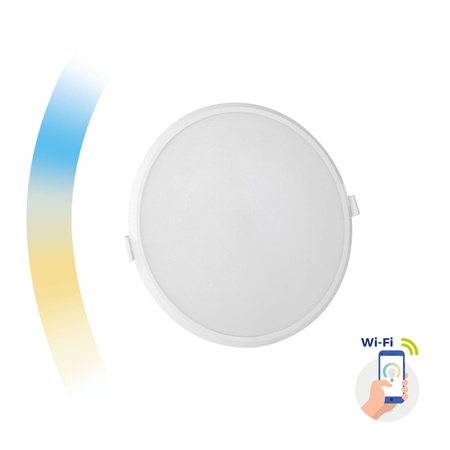 Spectrum SMART oprawa sufitowa LED Algine 22W 2000lm 3000/6500K ściemnialna biała Ø21,5cm wpuszczana SLI038017CCT