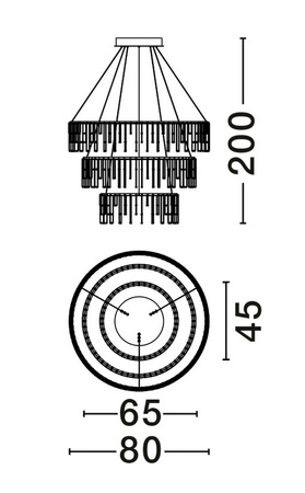 Luces Exclusivas lampa wisząca LED Huaraz ściemnialna Ø 80 cm 72W 6028lm 3000K IP20 czarna LE44445