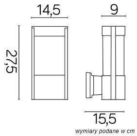 Su-ma kinkiet zewnętrzny Elis E27 srebrny IP54 TY 0651 AL