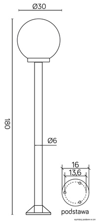 Su-ma lampa stojąca zewnętrzna Kule E27 czarna 180cm IP43 K 5002/1/K 300