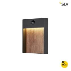 SLV kinkiet zewnętrzny z czunikiem ruchu LED Flat 16W 600lm 3000/4000K antracyt/drewniany IP54 1002955