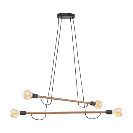 TK Lighting lampa wisząca Helix 4xE27 czarno/drewniana 4949