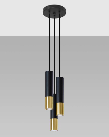 Sollux lampa wisząca Loopez 3P 3xGU10 czarno/złota SL.0955