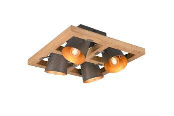 Trio plafon Bell 4xE14 nikiel/drewniany 601900467