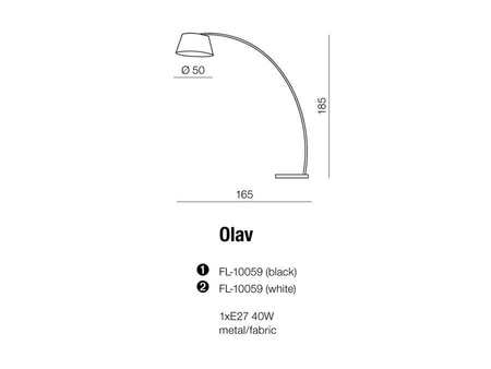 Azzardo lampa podłogowa Olav E27 biała 185cm AZ1035
