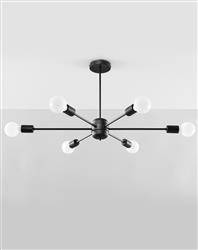 Sollux żyrandol / plafon Lango 6 6xE27 czarny SL.1023