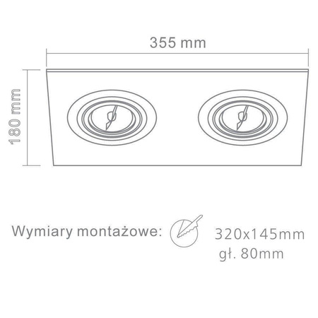 Orlicki Design oprawa sufitowa Faro II Aluminio 2xQR111 aluminiowa wpuszczana OR83408