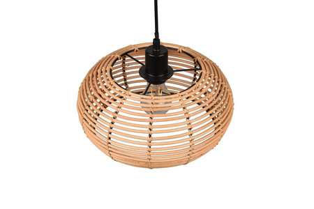 Trio lampa wisząca Inga E27 czarno/drewniana 312200136