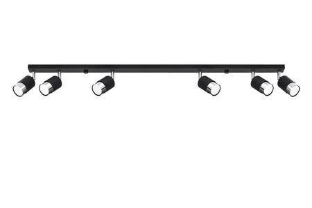 Sollux plafon (reflektorki) Nero 6 6xGU10 czarny/chrom SL.1068