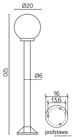 Su-ma lampa stojąca zewnętrzna Kule E27 czarna 120cm IP43 K 5002/2/K 200