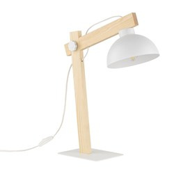 TK Lighting lampa stołowa Oslo E27 biało/drewniana 5347