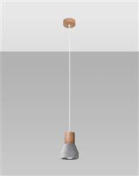 Sollux lampa wisząca Qubic E27 szaro/drewniana SL.0964