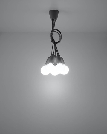 Sollux lampa wisząca Diego 5 5xE27 szara SL.0577