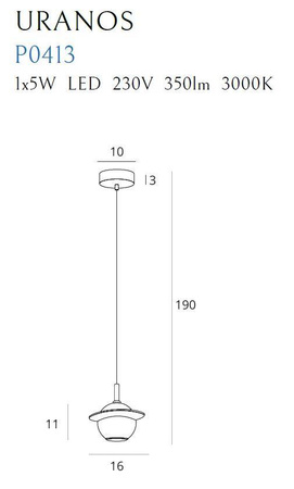 Maxlight lampa wisząca LED Uranos 5W 350lm 3000K Ø16cm biało/złota P0413