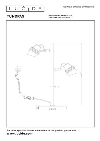 Lucide lampa stołowa Tundran 2xGU10 czarna 34544/02/30