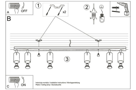 Sollux plafon Ring 6l 6xGU10 szary SL.0454