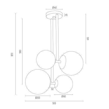 Argon żyrandol / plafon Aspen 4xE27 biały 1644
