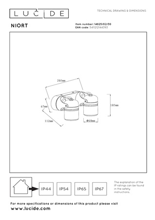 Lucide kinkiet zewnętrzny Niort 2xGU10 IP44 czarny 14825/02/30