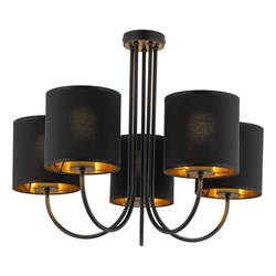 TK Lighting plafon Torens 5xE27 czarno/złoty 4595