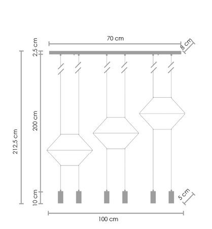 Step Into Design lampa wisząca Linea 6xG9 czarna XT100-6P