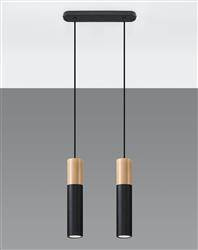 Sollux lampa wisząca Pablo 2 2xGU10 czarno/drewniana SL.0633