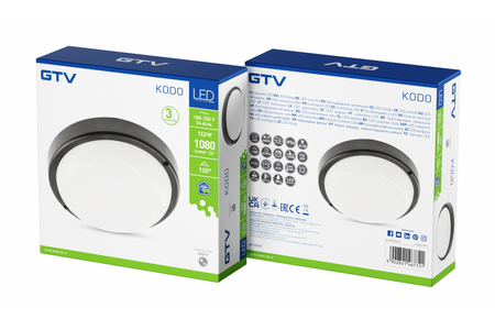 GTV lampa techniczna LED Kodo 12W 1080lm 4000K IP54 okrągła czarna LD-KD12WOK-NB-10