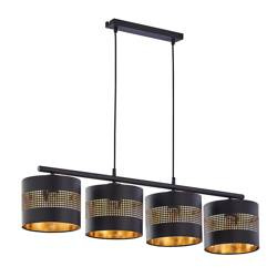 TK Lighting żyrandol / lampa wisząca Tago Black 4xE27 czarno/złota 3213