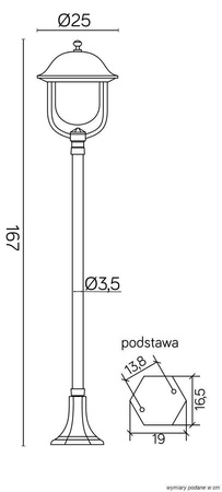 Su-ma lampa stojąca zewnętrzna Prince E27 czarna/patyna 167cm IP43 K 5002/1/O