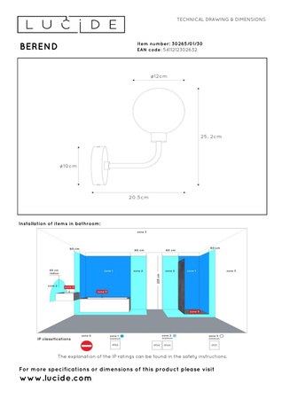 Lucide kinkiet Berend 1xG9/33W 13/21/6.2cm czano/złoty 30265/01/30
