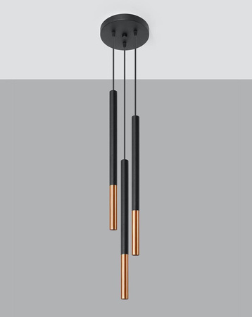Sollux lampa wisząca Mozaica 3P 3xG9 czarno/miedziana SL.0890