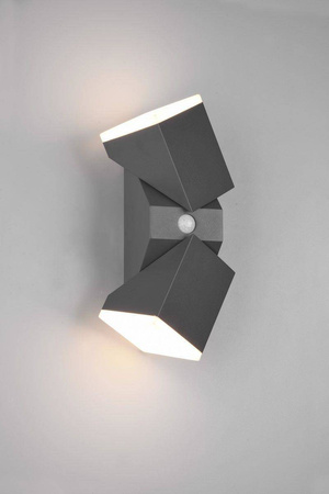Trio kinkiet zewnętrzny LED z czujnikiem ruchu Avon 2x(7W 800lm 3000K) 14W 1600lm antracytowy IP54 270669242