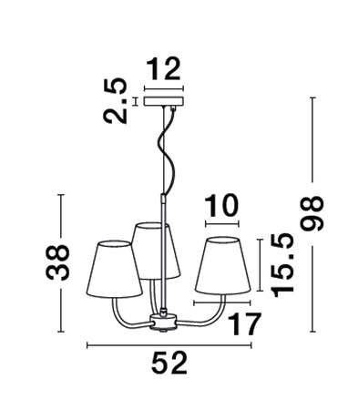Luces Exclusivas lampa wisząca LED Bajada Ø 52 cm E27 3x12W IP20 czarna LE43642