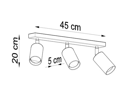 Sollux plafon Berge 3 3xGU10 naturalne drewno SL.0703