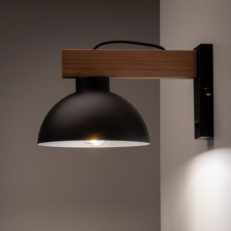 TK Lighting kinkiet Oslo E27 czarno/drewniany 4961