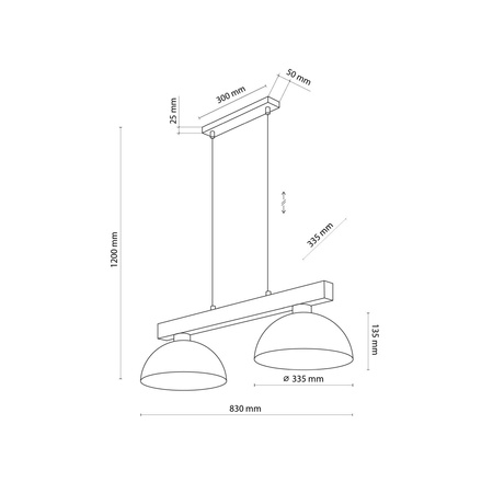 TK Lighting lampa wisząca Oslo 2xE27 czarno/drewniana 4711