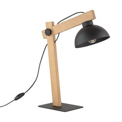 TK Lighting lampa stołowa Oslo E27 czarno/drewniana 5346